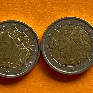 2 Euro Coin Italy 2002,2021 Dante Alighieri Rarity