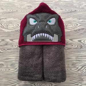 T-Rex Embroidered Hooded Bath Towel