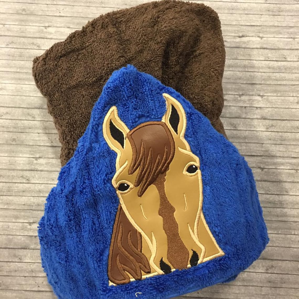 Horse Embroidered Hooded Bath Towel Etsy