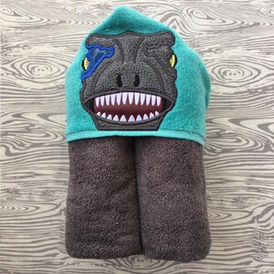 Velociraptor Embroidered Hooded Bath Towel