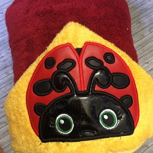 Ladybug Embroidered Hooded Bath Towel