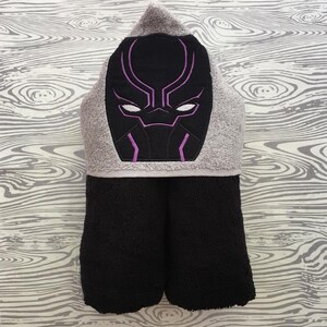 Panther Hero Embroidered Hooded Bath Towel