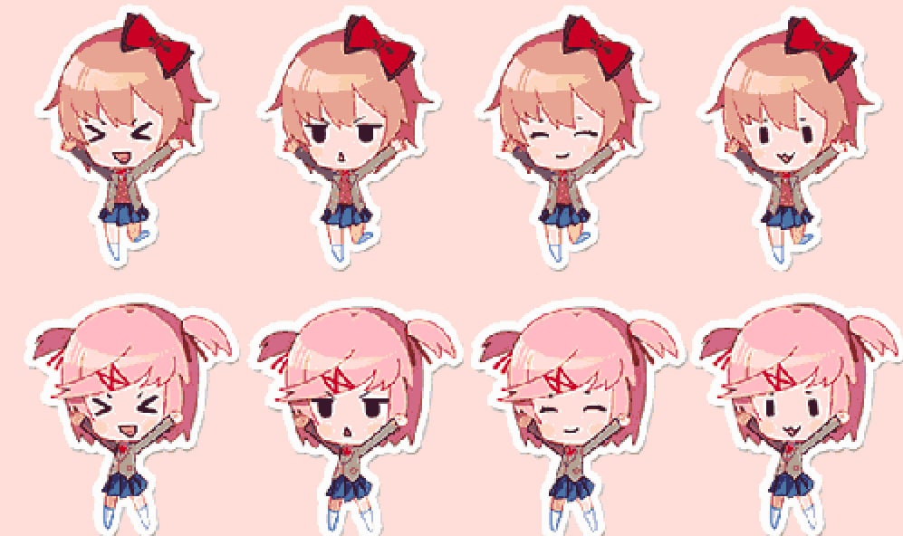 Doki Doki Literature Club Chibi Sticker/patch Cross Stitch Pattern Etsy