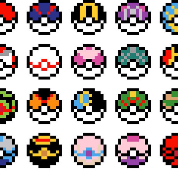 Pokeballs Cross Stitch Pattern