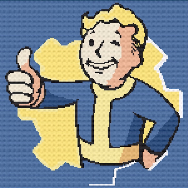 Vault Boy Thumbs Up Cross Stitch Pattern