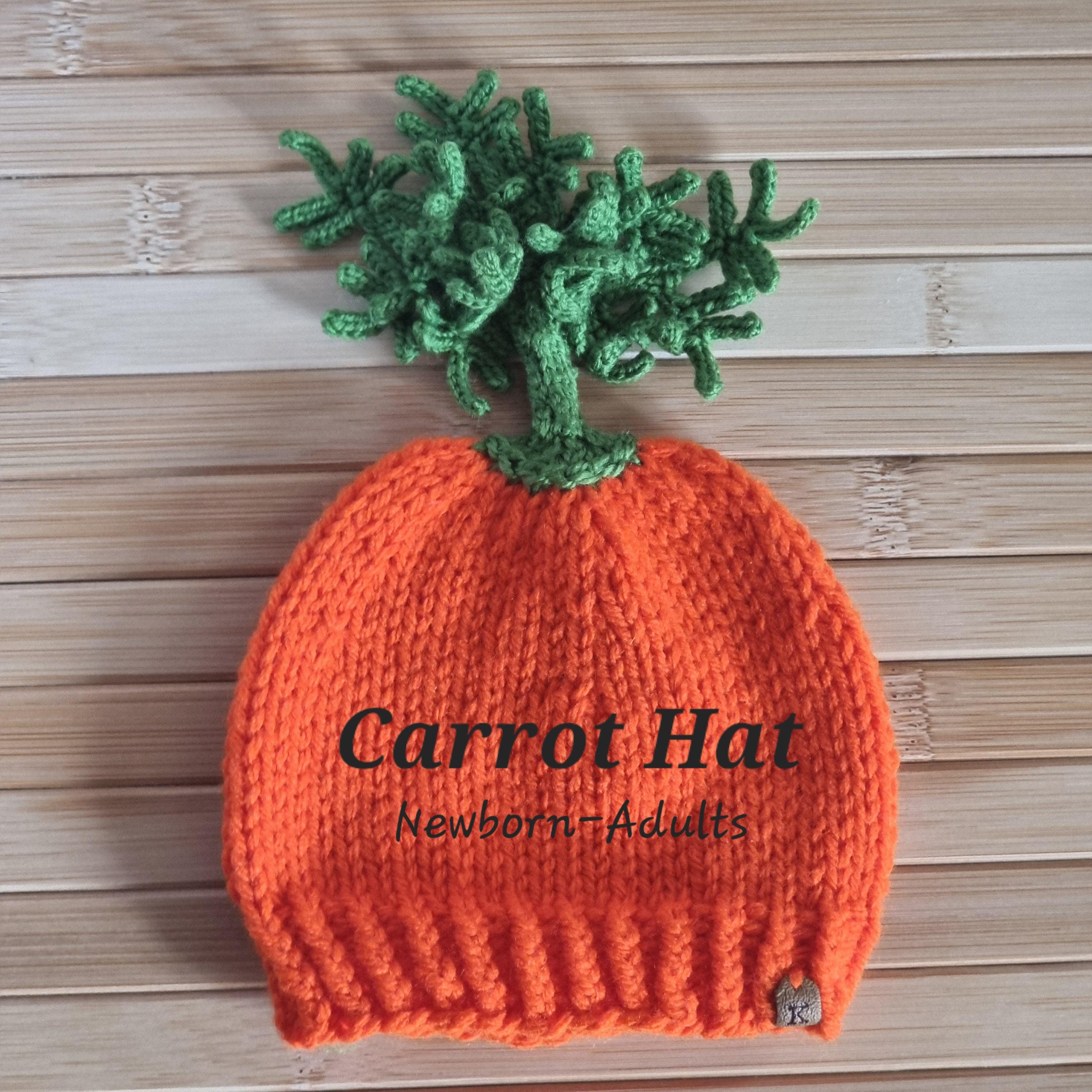 Carrot Hat/vegetable Knit Hat/carrot Knit Hat/veggies Knitted Hat
