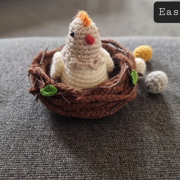Easter eggs/crochet hen& eggs/easter decor/easter hen/crochet nest with chicken/eggs/mini hen/ tiny crochet chicken/easter gift/
