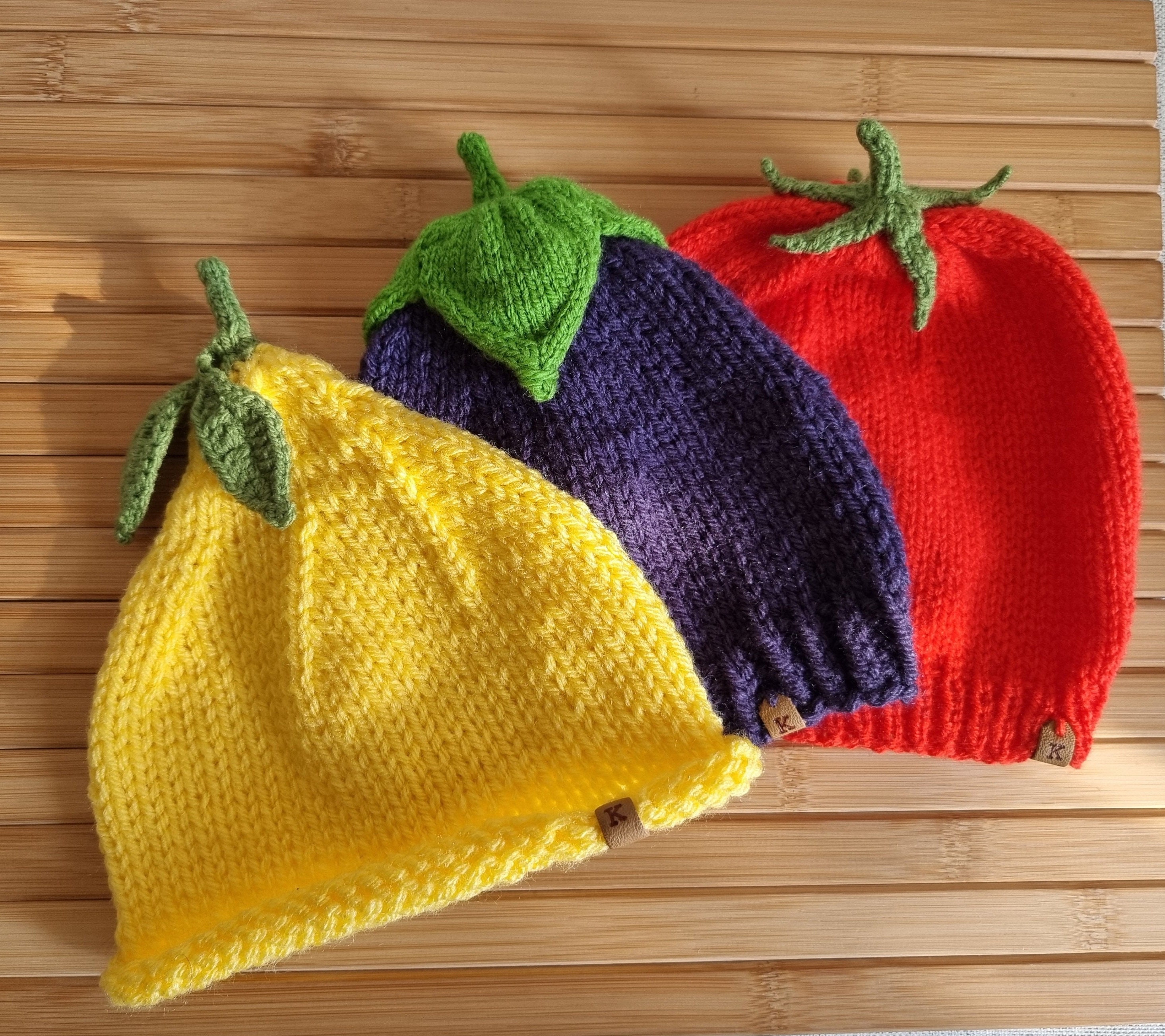 [Awesomeneeds]PEBBLE KNIT HAT VIOLET★4次Reorder Vegetable Hat, Vegetable Knit Hat, Aubergine Hat, Lemon Hat