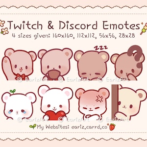 Twitch | Discord Emotes Pack (8) | Cute Bear Emotes
