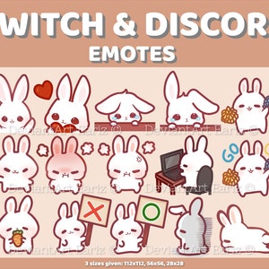 Twitch | Discord Emotes Pack (15) | Cute White Bunny Emotes