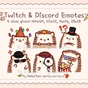 Twitch Emotes | Discord Emotes Pack (6) | Cute Hedgehog Emotes