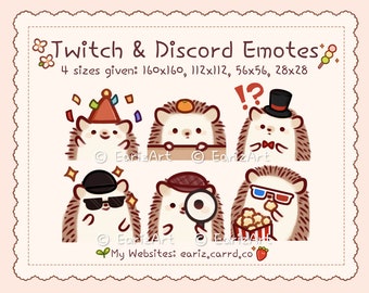Twitch-emotes | Discord-emotespakket (6) | Leuke egel-emotes