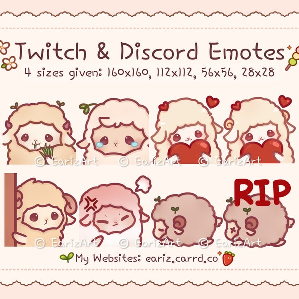 Twitch | Discord Emotes Pack (8) | Cute Sheep Emotes