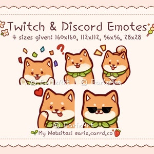 Twitch Emotes | Discord Emotes Pack (5) | Cute Shiba Inu Dog Emotes
