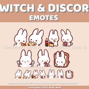Twitch | Discord Emotes Pack (7) | Cute White Bunny Food Emotes
