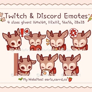 Twitch | Discord Emotes Pack (7) | Cute Deer Emotes