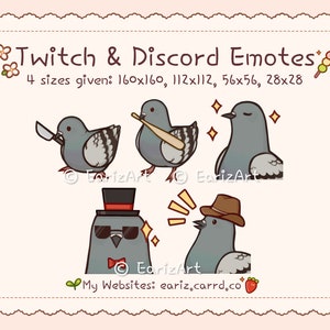Twitch | Discord Emotes Pack (5) | Cute Pigeon Emotes
