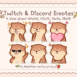 Twitch Emotes | Discord Emotes Pack (6) | Cute Brown Otter Emotes