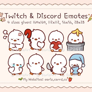 Twitch | Discord Emotes Pack (8) | Cute White Duck Emotes