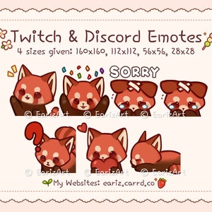Twitch | Discord Emotes Pack (7) | Cute Red Panda Emotes