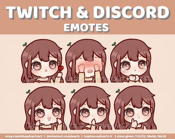 Twitch Discord Emotes Pack 6 Cute Brown Hair Chibi Girl - Etsy Twitch Discord Emotes Pack 6 Cute Brown Hair Chibi Girl - Etsy