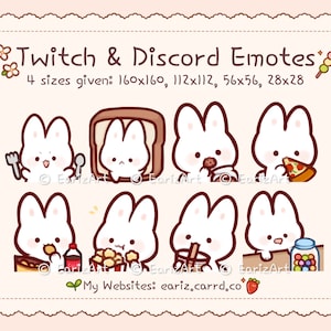 Twitch Emotes | Discord Emotes Pack (8) | Cute White Bunny Emotes Style 2 Set 4