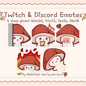 Contração muscular | Pacote de emotes de discórdia (5) | Conjunto de Emotes de Cogumelo Fofo 2