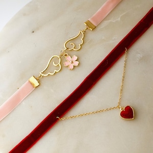 rosa oder roter Samt Choker / Rosa Samt Choker / Rotes Samt Choker / Sailor Moon Choker / Rotes Herz Choker / Hell Rosa Choker / Lolita