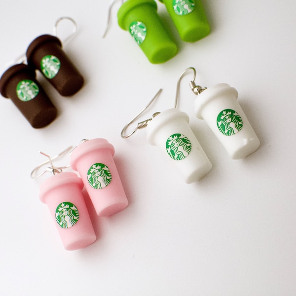 Starbucks drink earrings / Starbucks cup earrings / Starbucks logo earrings / coffee earrings / cute kawaii earrings / cute food earrings