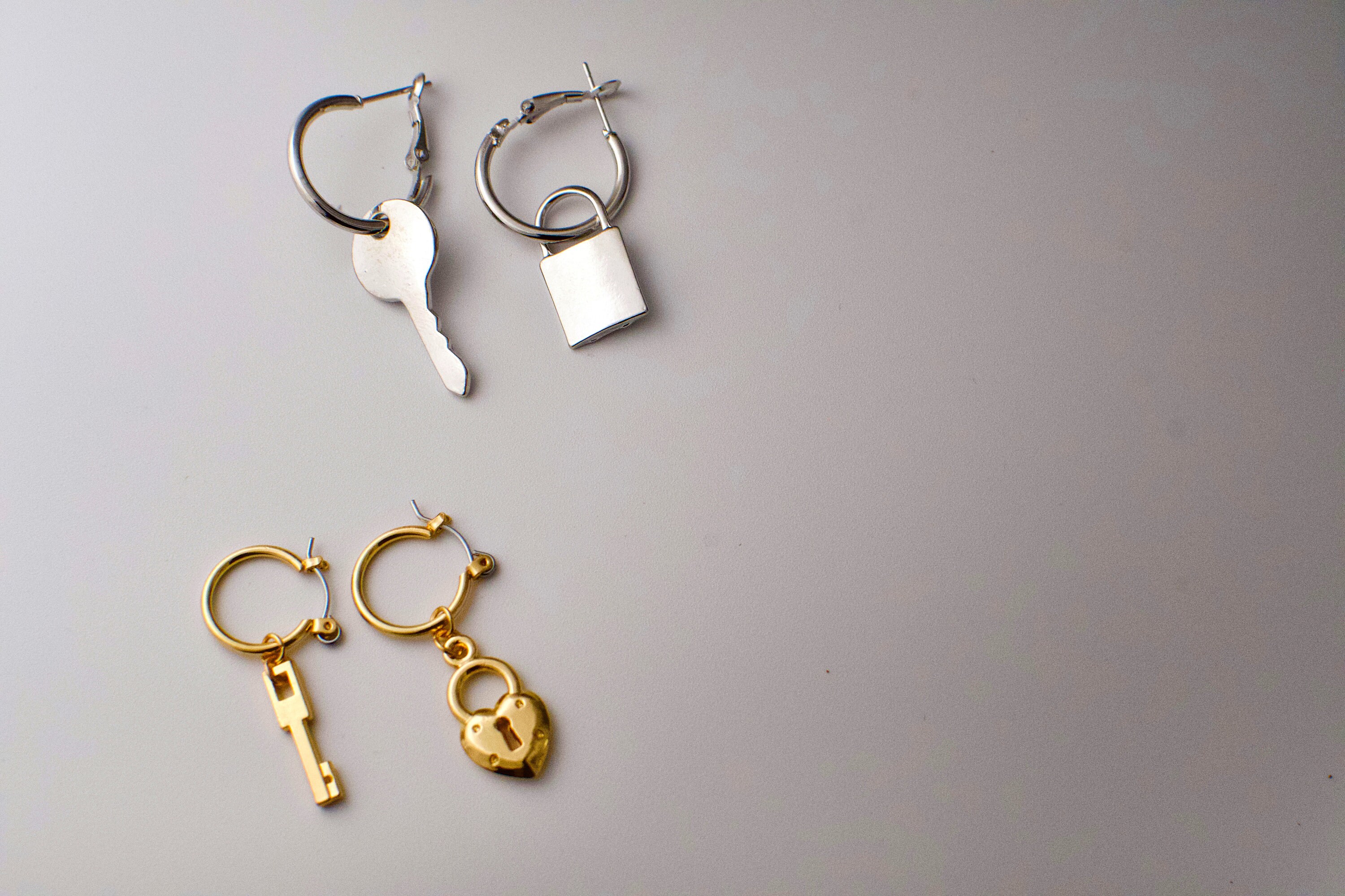 Lock and key earrings / silver lock earrings / gold lock Etsy