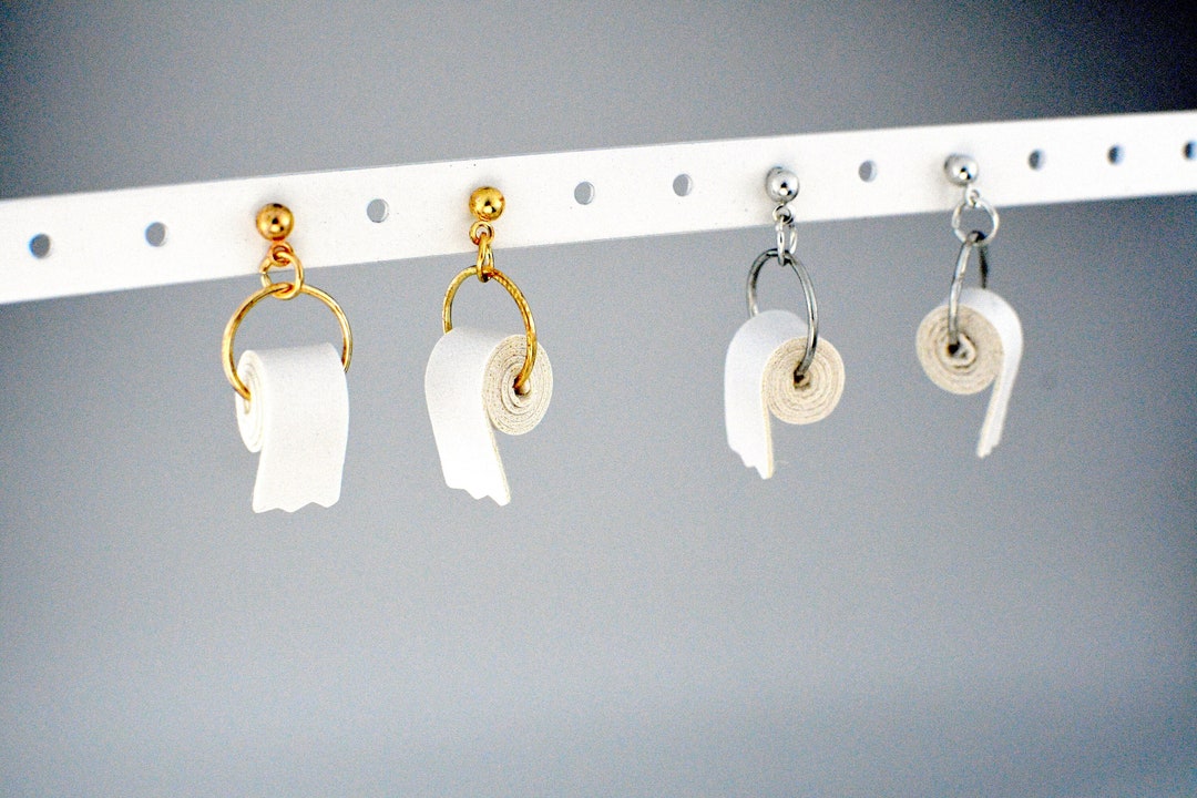 Dainty Toilet Paper Earrings / Toilet Roll Earrings / Funny Etsy