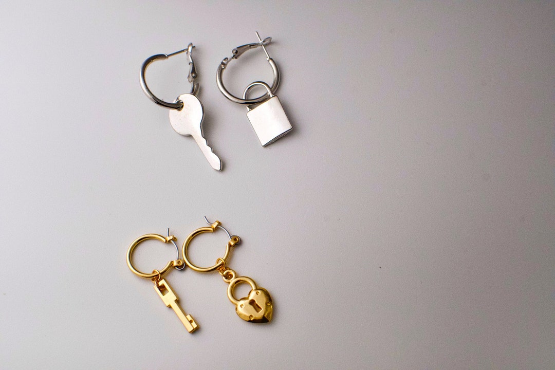 Lock and Key Earrings / Silver Lock Earrings / Gold Lock Earrings / Key