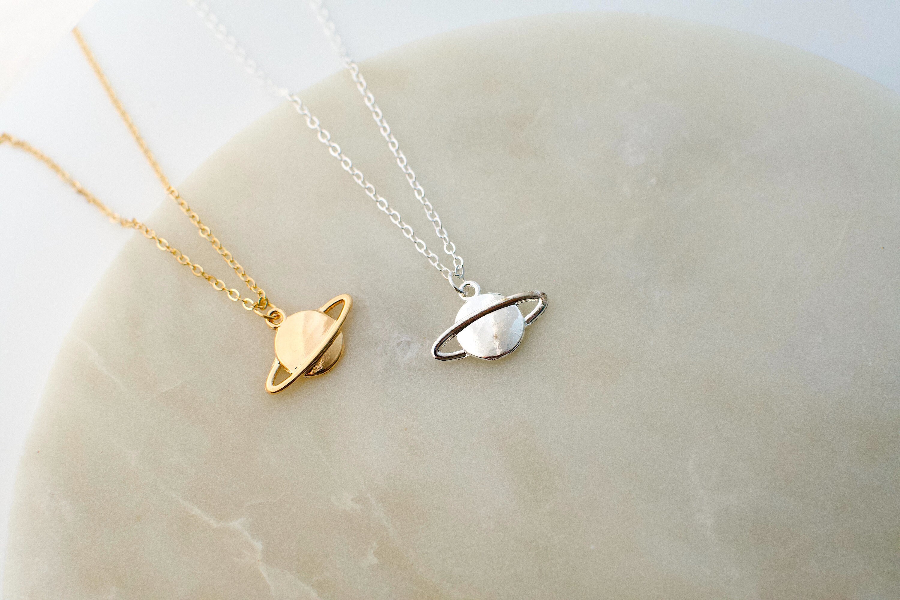 dainty planet choker or necklace / Saturn necklace / ufo necklace / a…
