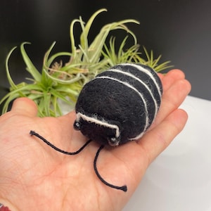 Zebra Isopod Woodlouse handgemachte Nadel gefilzte Kreaturen auf Bestellung Armadillidium maculatum