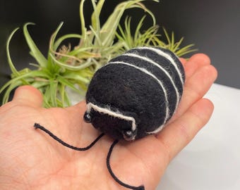 Zebra Isopod Woodlouse Handmade Needle-Felted Creatures Made To Order Armadillidium maculatum