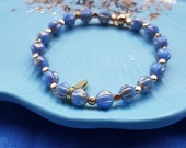 Bracelet perles de bohème bleues dorées bijou femme