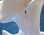 Boucles d'oreilles argentées, de forme losange pour femme