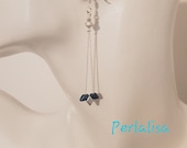Boucles d'oreilles longues chaine fine argentée, bijou femme