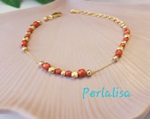 Bracelet perles rouges sur chaîne fine, bijou femme