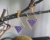 Boucles d'oreilles longues, boucles losanges, boucles avec perles tissées, bijou pour femme, cadeau noel