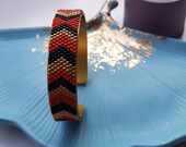 Bracelet tissé,  bracelet en perles Miyuki, bracelet rouge doré, bijou pour femme