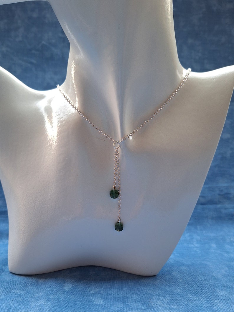 Silver necklace and aventurine stones, women's jewelry image 7