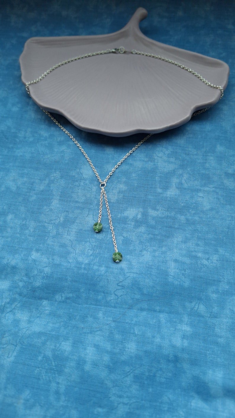 Silver necklace and aventurine stones, women's jewelry image 9