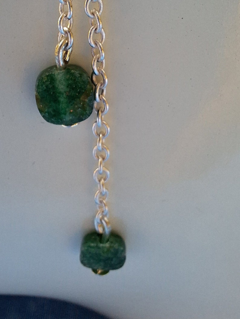 Silver necklace and aventurine stones, women's jewelry image 5