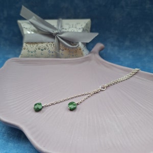 Silver necklace and aventurine stones, women's jewelry Collier + pochette