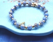 Bracelet perles de bohème bleues dorées bijou femme