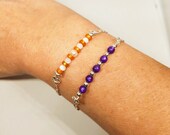 Bracelet chaîne fine, bracelet perles, bijou femme