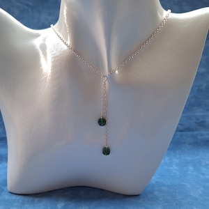 Silver necklace and aventurine stones, women's jewelry image 1