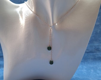 Silver necklace and aventurine stones, women's jewelry