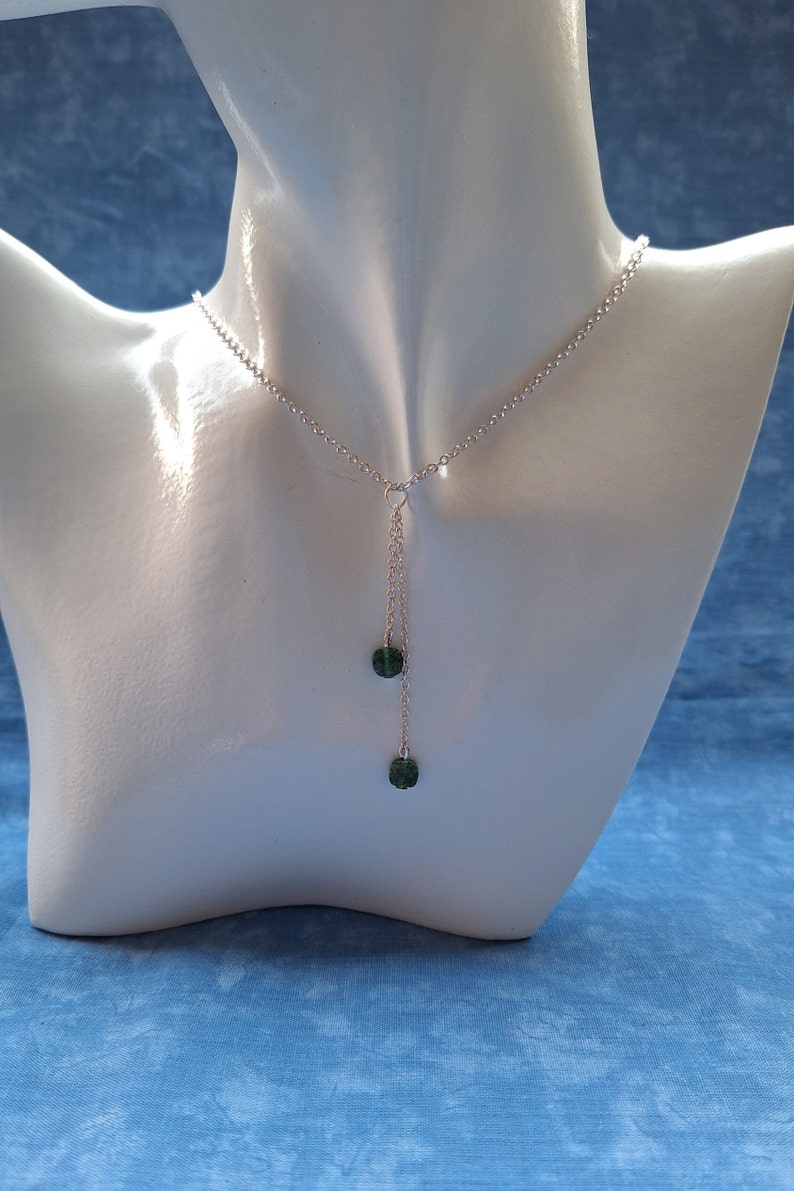Silver necklace and aventurine stones, women's jewelry image 1